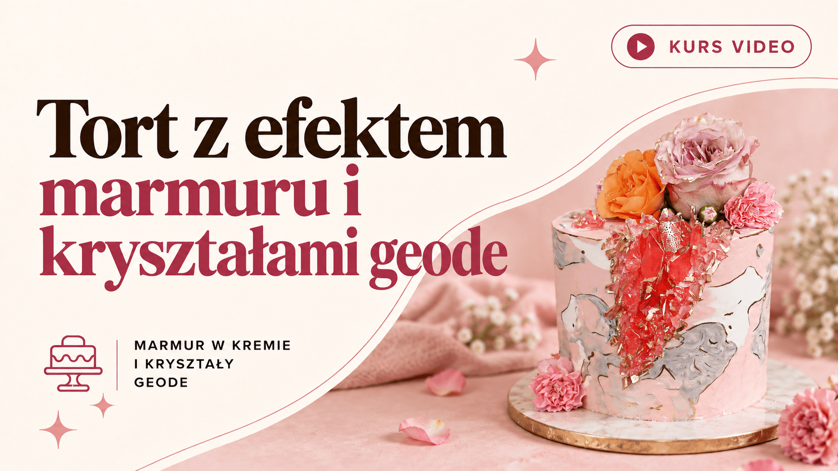 Jak zrobić tort z efektem marmuru i kryształami geode Nowy Kurs w Słodkiej Szkole: Torty z Efektem Marmuru i Kryształami - Dołącz Teraz!